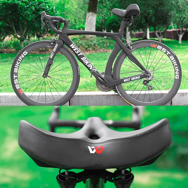 Extra Wide Bicycle Saddle with Ergonomic Shape, Shock-Absorbing Foam and Breathable Cover