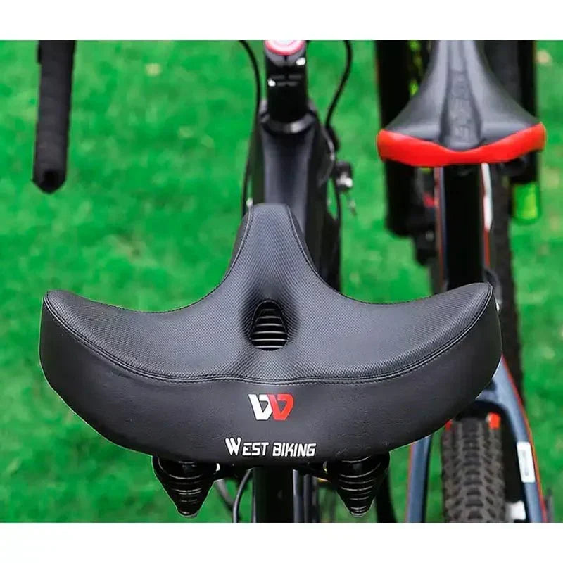 Extra Wide Bicycle Saddle with Ergonomic Shape, Shock-Absorbing Foam and Breathable Cover