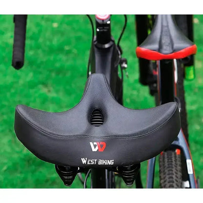 Extra Wide Bicycle Saddle with Ergonomic Shape, Shock-Absorbing Foam and Breathable Cover