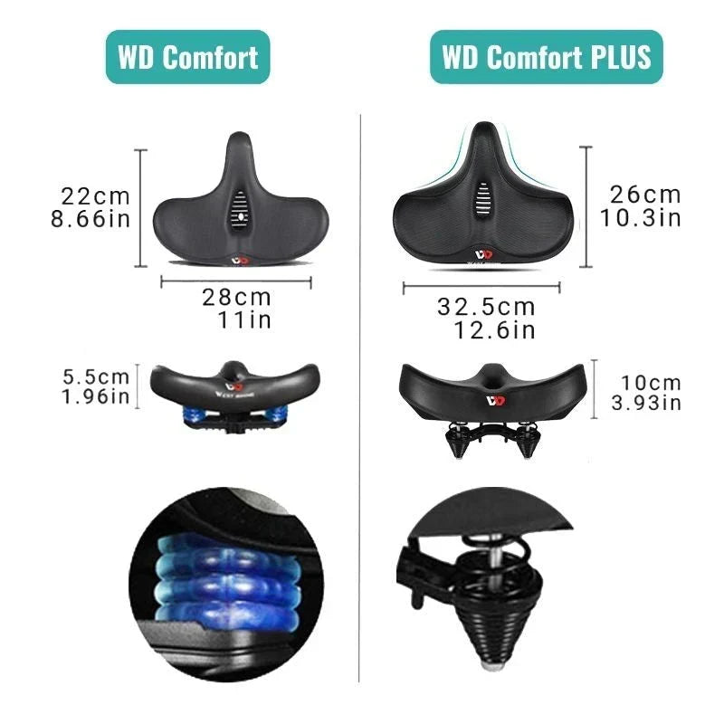 Extra Wide Bicycle Saddle with Ergonomic Shape, Shock-Absorbing Foam and Breathable Cover