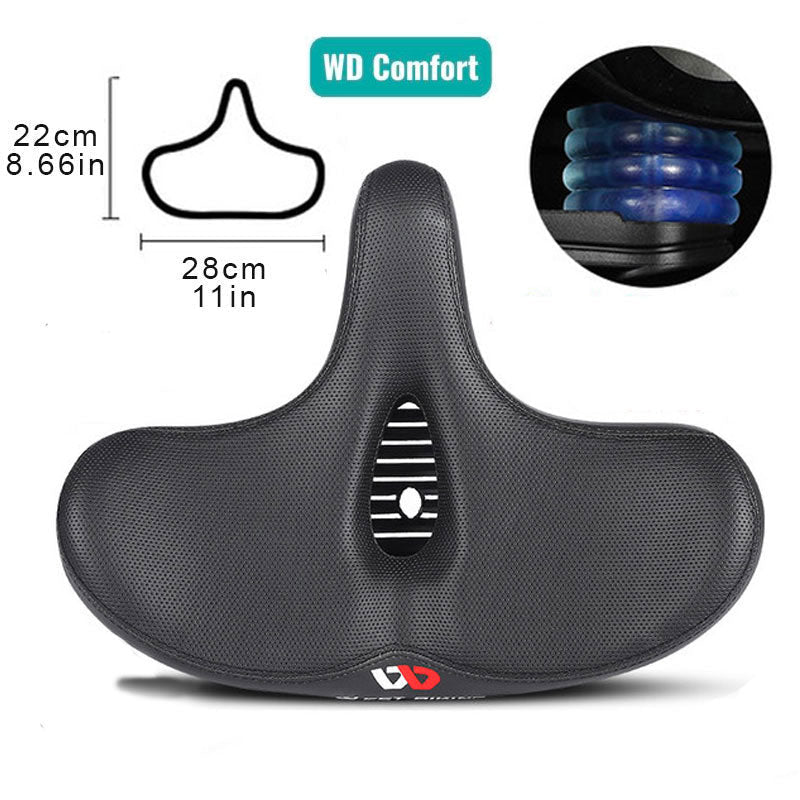Extra Wide Bicycle Saddle with Ergonomic Shape, Shock-Absorbing Foam and Breathable Cover