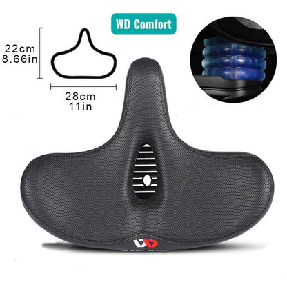 Extra Wide Bicycle Saddle with Ergonomic Shape, Shock-Absorbing Foam and Breathable Cover