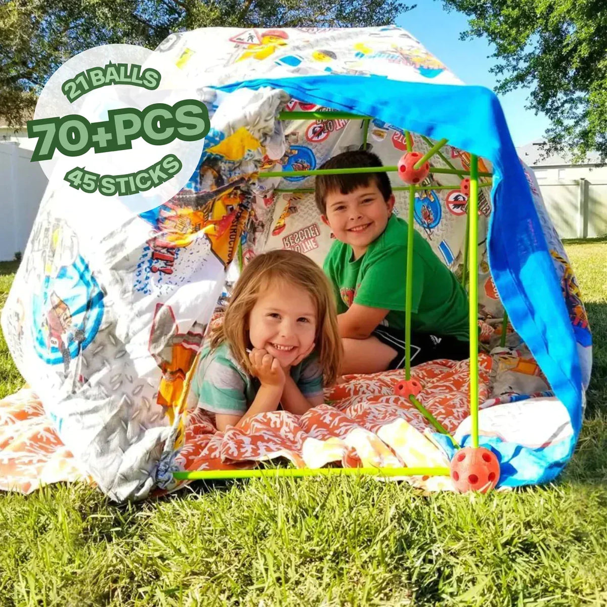 Kids Fort Building Kit Creative Construction Playset Indoor Outdoor Imaginative Toy