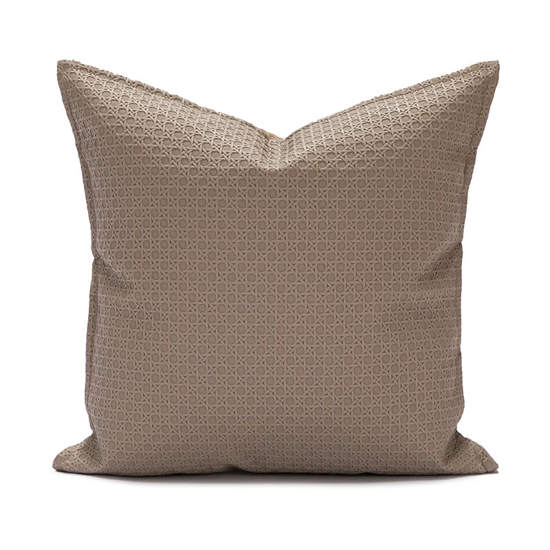Faux Leather Cushion Cover with Textured Design for Modern Living Rooms