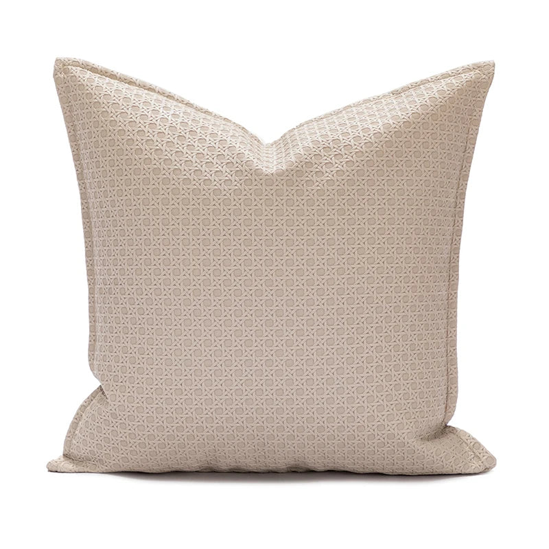 Faux Leather Cushion Cover with Textured Design for Modern Living Rooms