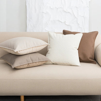 Faux Leather Cushion Cover with Textured Design for Modern Living Rooms