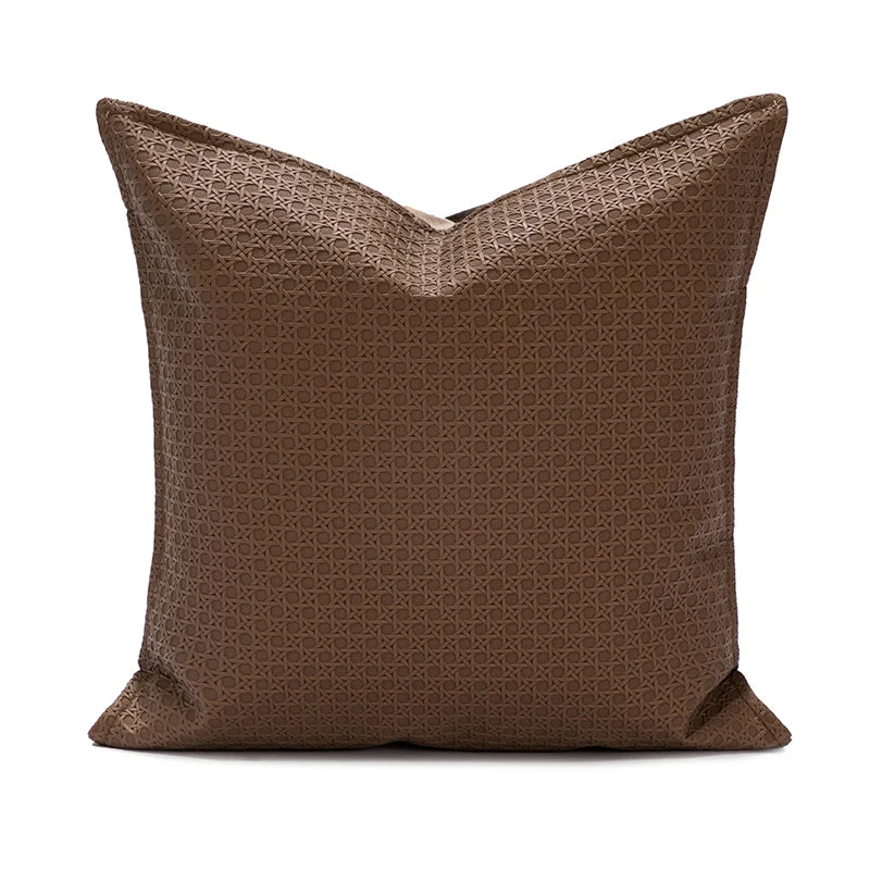 Faux Leather Cushion Cover with Textured Design for Modern Living Rooms