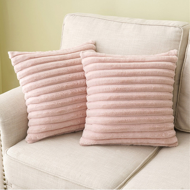Faux Rabbit Fur Cushion Cover with Invisible Zip and Soft Textured Finish