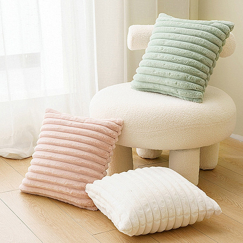 Faux Rabbit Fur Cushion Cover with Invisible Zip and Soft Textured Finish