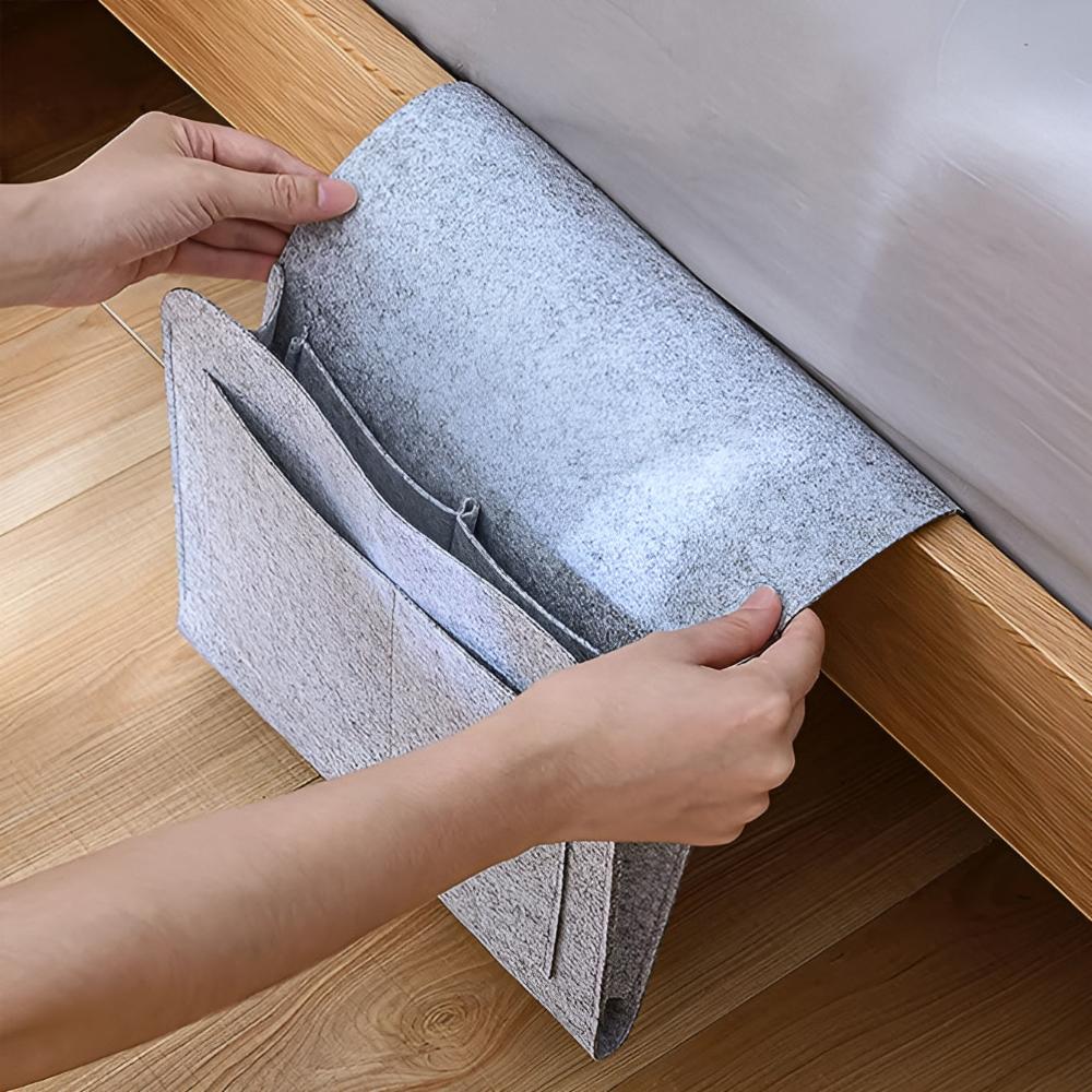 Felt Bedside Organiser – Space-Saving Storage for Bed, Sofa and Desk