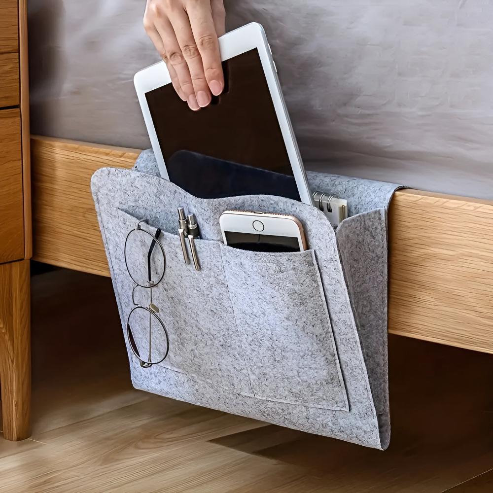Felt Bedside Organiser – Space-Saving Storage for Bed, Sofa and Desk