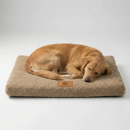Flat Orthopedic Foam Dog Mat with Removable Faux Fur Cover and Anti Slip Base