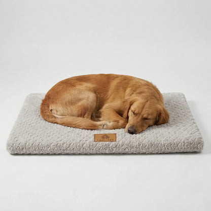 Flat Orthopedic Foam Dog Mat with Removable Faux Fur Cover and Anti Slip Base