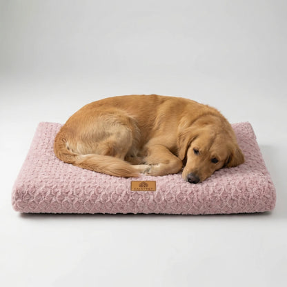 Flat Orthopedic Foam Dog Mat with Removable Faux Fur Cover and Anti Slip Base