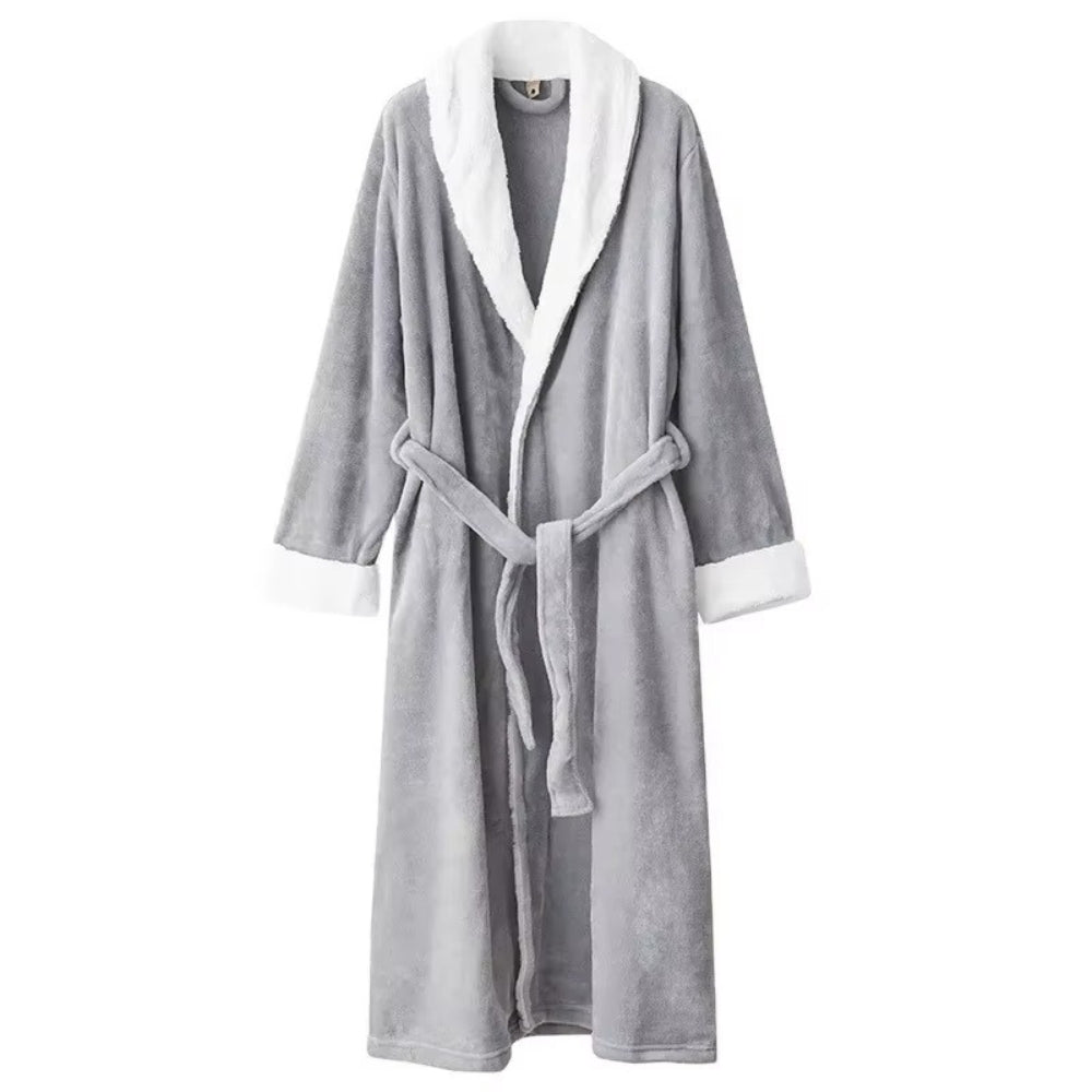 Fleece Bathrobe with Velvet-Soft Microfibre Texture and Contrast Trim