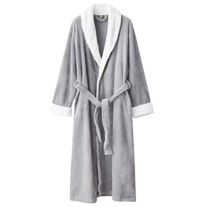 Fleece Bathrobe with Velvet-Soft Microfibre Texture and Contrast Trim