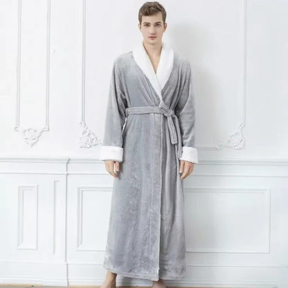 Fleece Bathrobe with Velvet-Soft Microfibre Texture and Contrast Trim