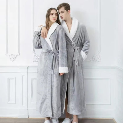 Fleece Bathrobe with Velvet-Soft Microfibre Texture and Contrast Trim