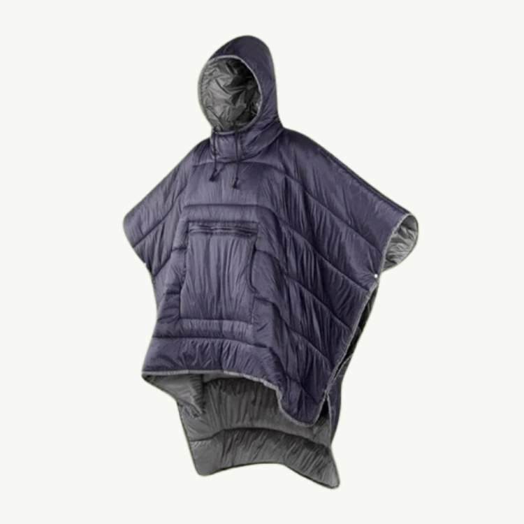Fleece Lined Outdoor Poncho with Lightweight Waterproof Cover
