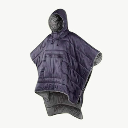 Fleece Lined Outdoor Poncho with Lightweight Waterproof Cover