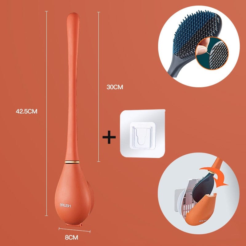 Flexible Silicone Toilet Brush with Flat Head and Wall Mount Holder