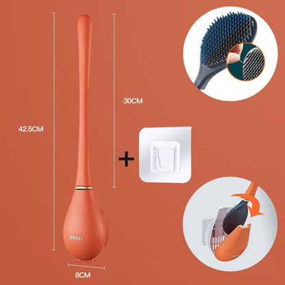 Flexible Silicone Toilet Brush with Flat Head and Wall Mount Holder