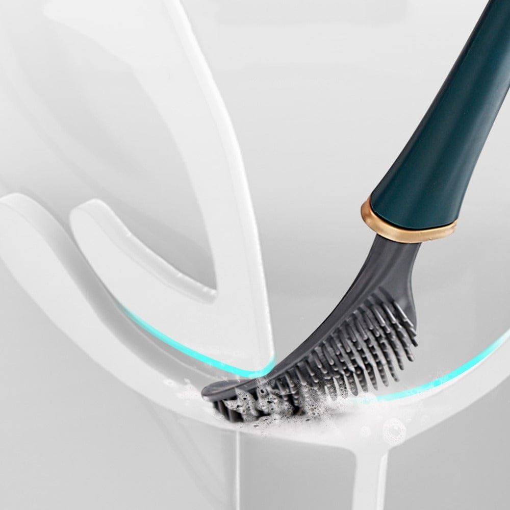 Flexible Silicone Toilet Brush with Flat Head and Wall Mount Holder