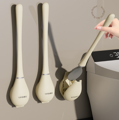 Flexible Silicone Toilet Brush with Flat Head and Wall Mount Holder