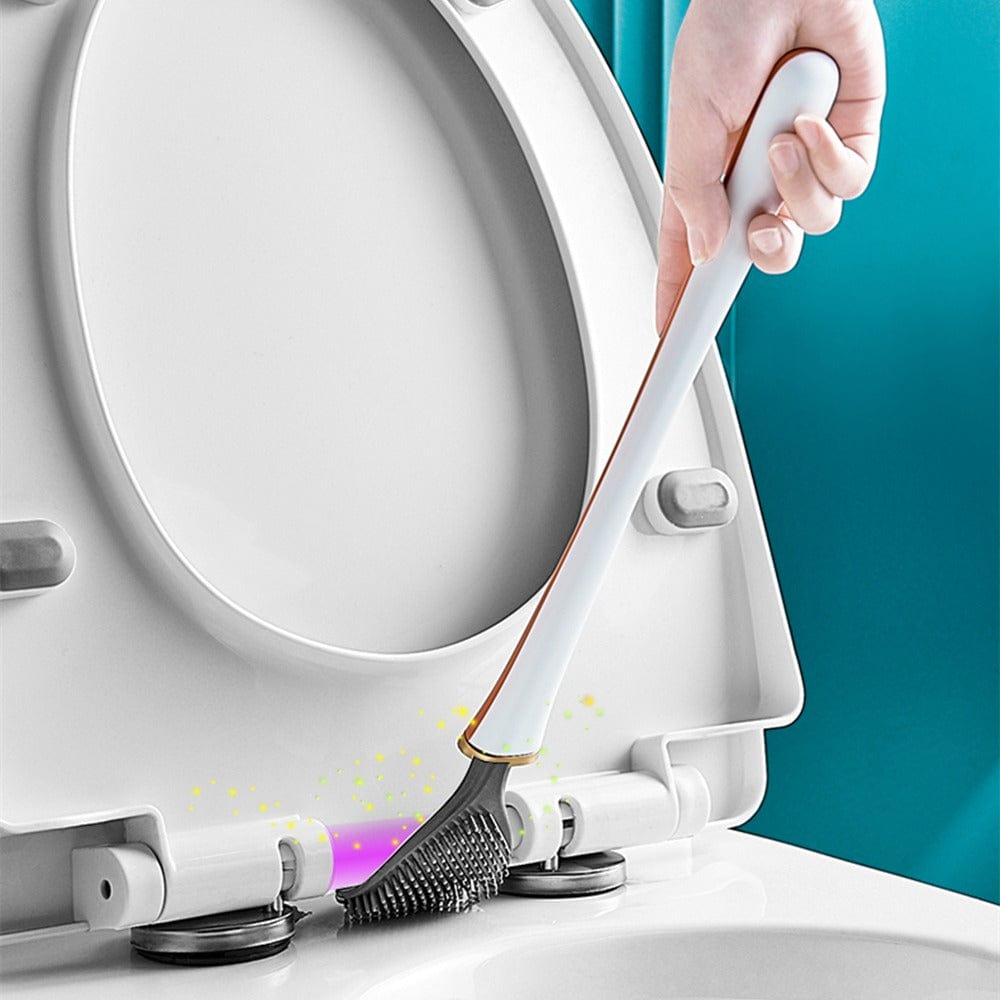 Flexible Silicone Toilet Brush with Flat Head and Wall Mount Holder