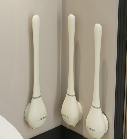 Flexible Silicone Toilet Brush with Flat Head and Wall Mount Holder