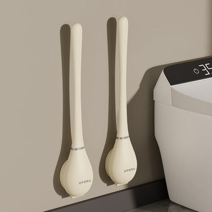 Flexible Silicone Toilet Brush with Flat Head and Wall Mount Holder