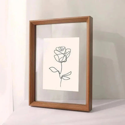 Floating Wooden Picture Frame with Glass on Both Sides for Art and Posters