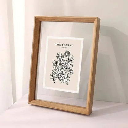 Floating Wooden Picture Frame with Glass on Both Sides for Art and Posters