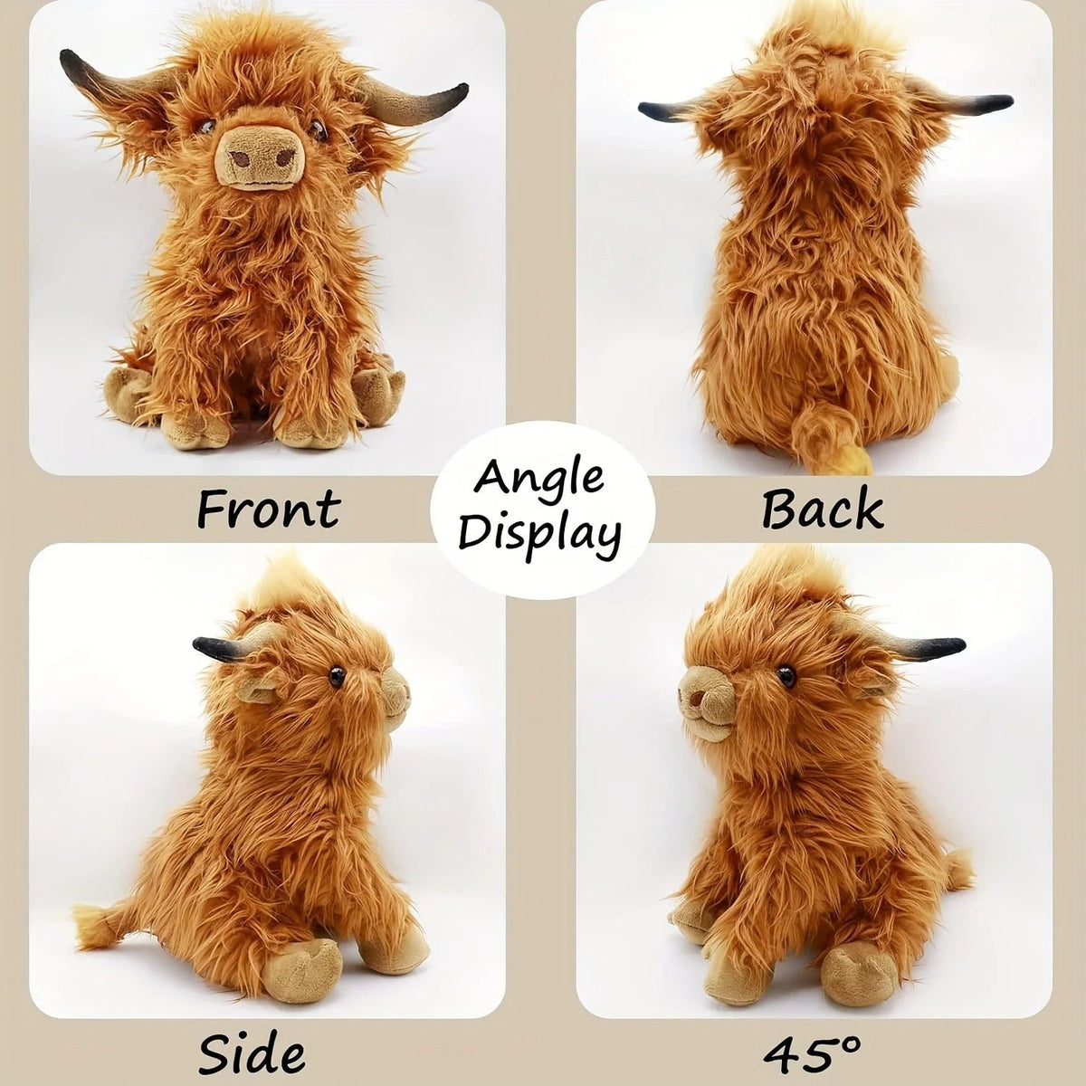 Fluffy Highland Cow Plush Cuddle Toy Soft Farm Animal Stuffed Toy