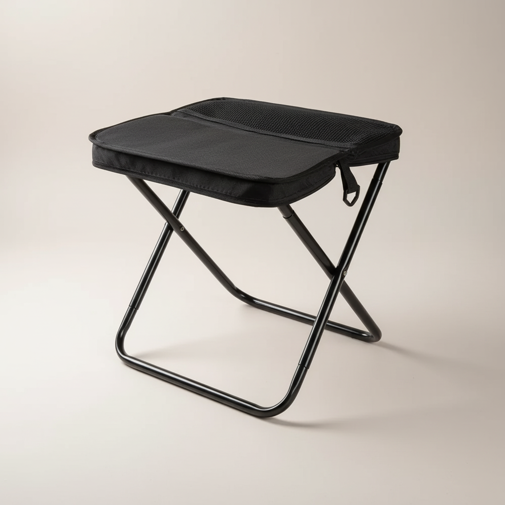 Foldable Camping Stool with Carbon Steel Frame and Carry Case
