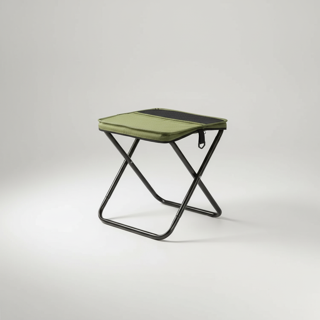 Foldable Camping Stool with Carbon Steel Frame and Carry Case
