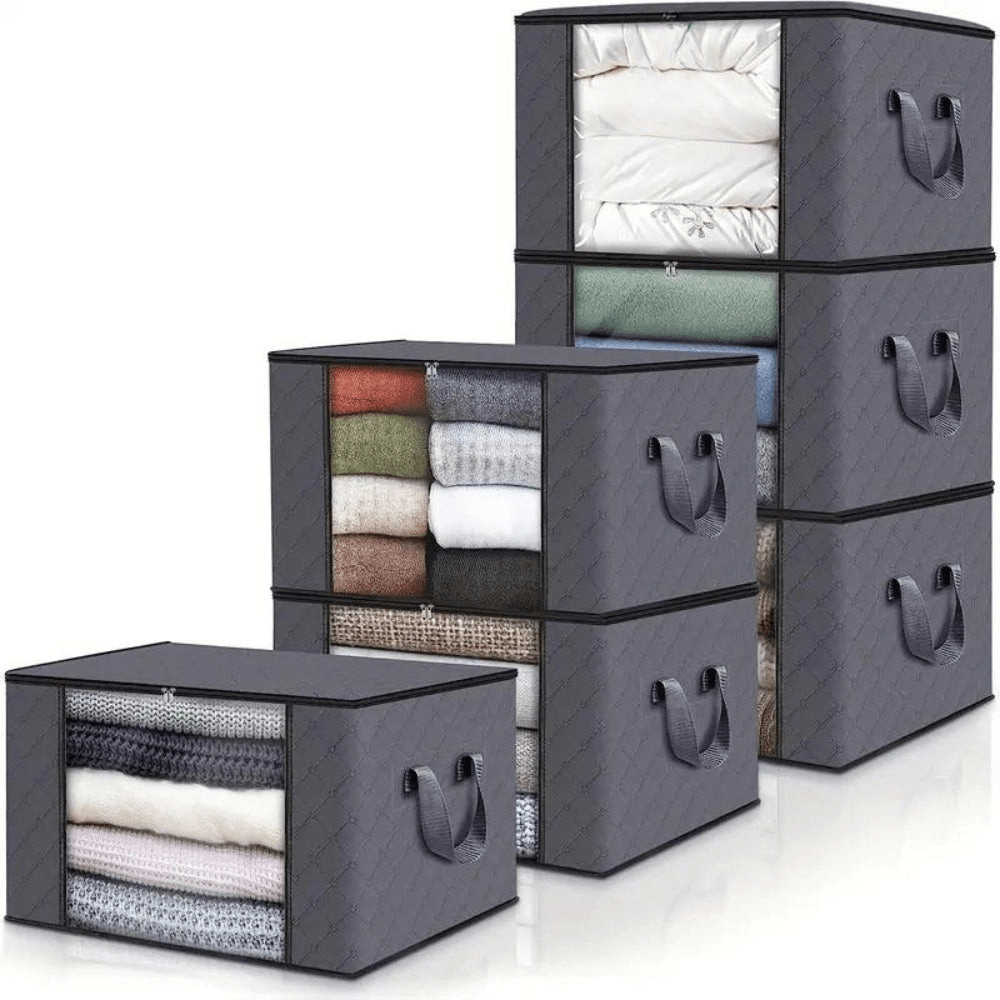 Foldable Fabric Storage Bag with Transparent Window and Reinforced Handles