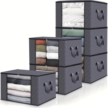 Foldable Fabric Storage Bag with Transparent Window and Reinforced Handles