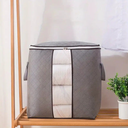Foldable Fabric Storage Bag with Transparent Window and Reinforced Handles