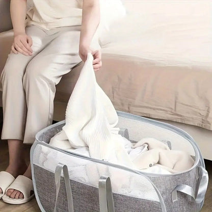 Foldable Laundry Basket – Oxford Fabric with Breathable Mesh Panels and Reinforced Handles