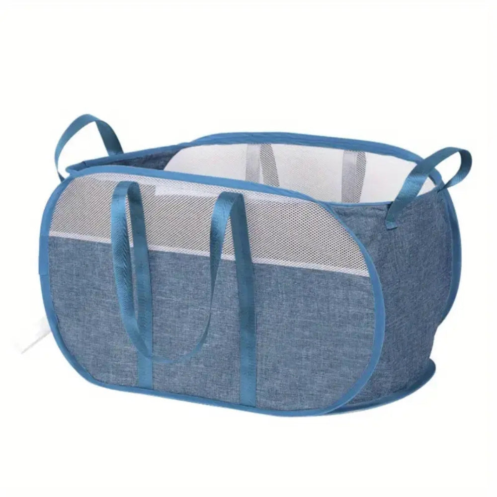 Foldable Laundry Basket – Oxford Fabric with Breathable Mesh Panels and Reinforced Handles