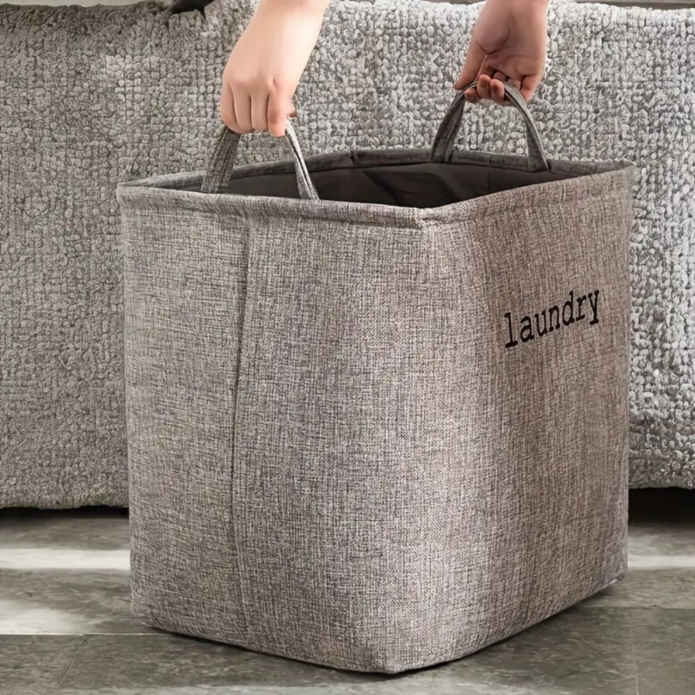 Foldable Laundry Basket with Sturdy Handles and Lightweight Microfibre Blend