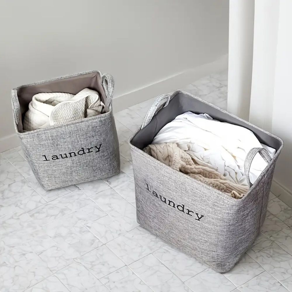 Foldable Laundry Basket with Sturdy Handles and Lightweight Microfibre Blend