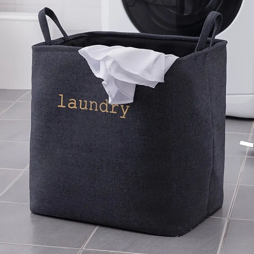 Foldable Laundry Basket with Sturdy Handles and Lightweight Microfibre Blend