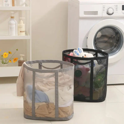 Foldable Mesh Laundry Hamper with Hanging Loop for Bedroom, Bathroom and Laundry Room