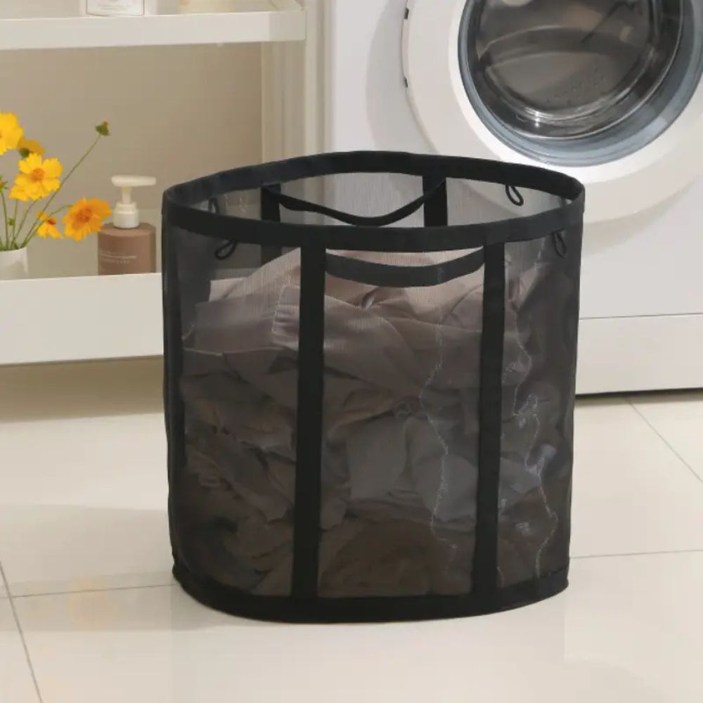Foldable Mesh Laundry Hamper with Hanging Loop for Bedroom, Bathroom and Laundry Room