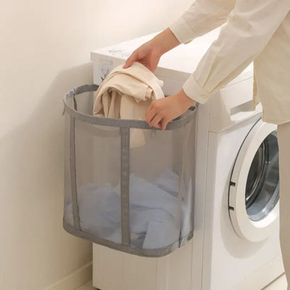 Foldable Mesh Laundry Hamper with Hanging Loop for Bedroom, Bathroom and Laundry Room