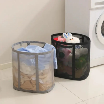 Foldable Mesh Laundry Hamper with Hanging Loop for Bedroom, Bathroom and Laundry Room