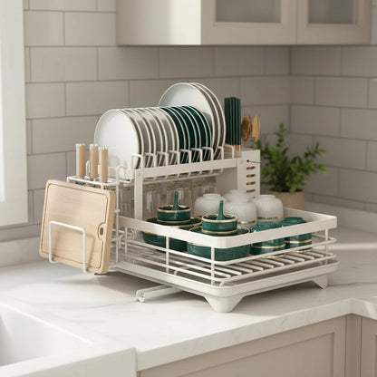 Foldable Stainless Steel Dish Drying Rack with Non-Slip Silicone Feet