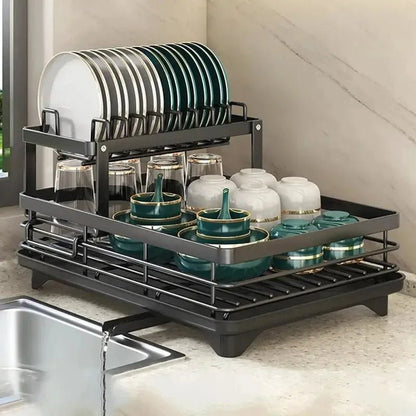 Foldable Stainless Steel Dish Drying Rack with Non-Slip Silicone Feet